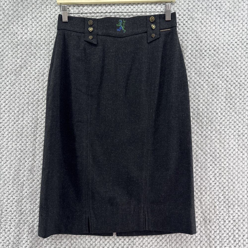 VTG GEIGER Pencil Skirt Womens EU38 Dark Gray 100% Wool Zip Fully Lined